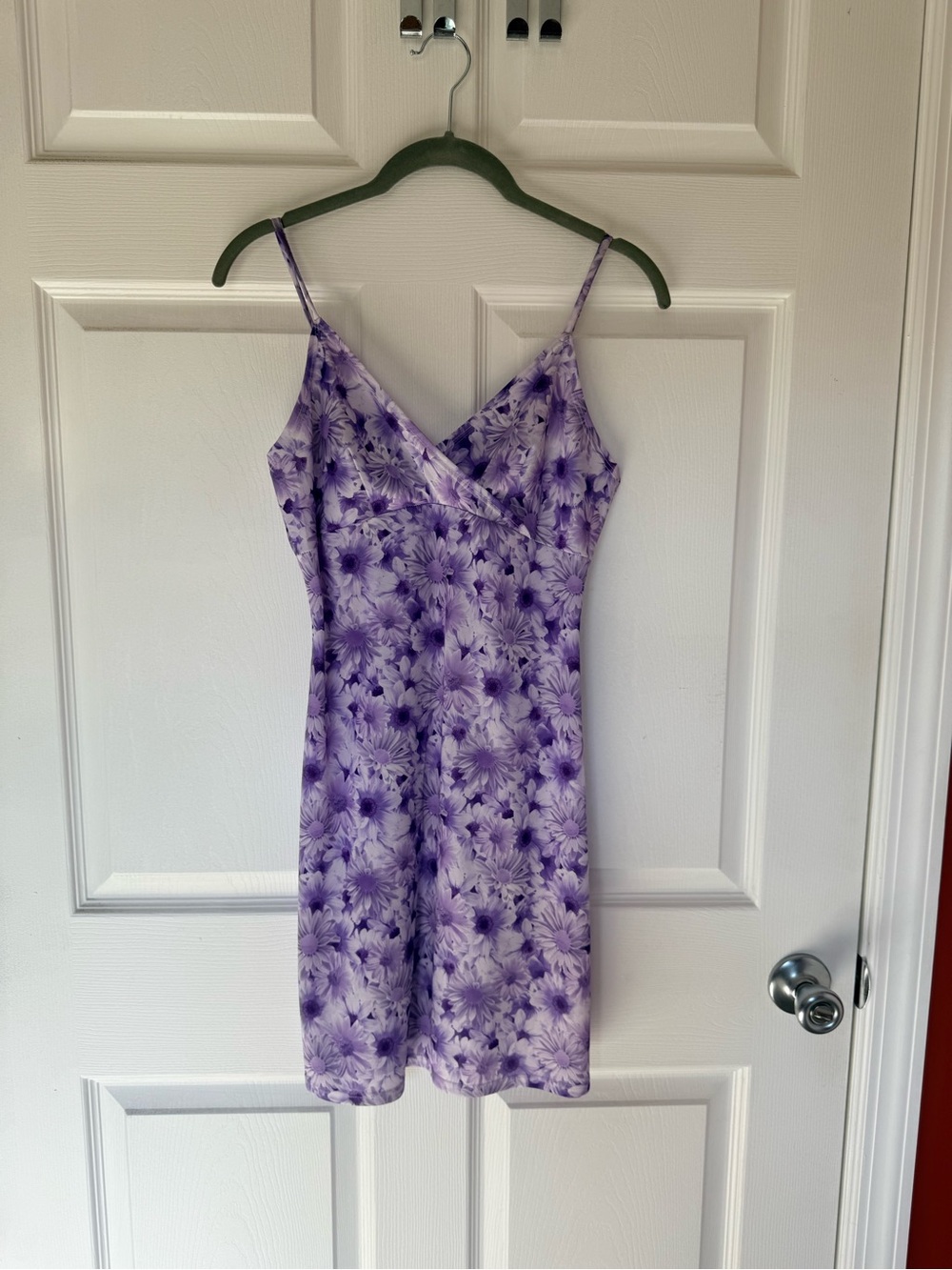 Junior Women Vintage Floral Purple Slip Dress with Spaghetti Straps NWT